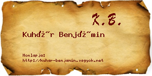 Kuhár Benjámin névjegykártya